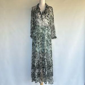 Ganni Printed Maxi Shirt Dress - sz L